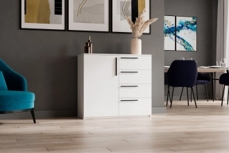 Комод Синтра в белом цвете с гладкими фасадами