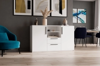 Комод Синтра в белом цвете с гладкими фасадами