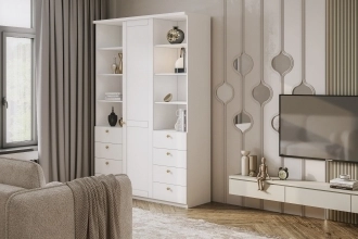 Шкаф распашной София РАХ-10 в белом цвете с гладкими фасадами