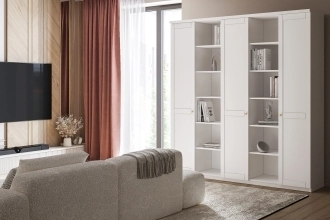 Шкаф распашной София РАХ-10 в белом цвете с гладкими фасадами