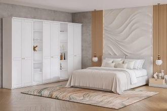 Шкаф распашной София РАХ-10 в белом цвете с гладкими фасадами