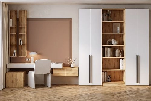 Шкаф распашной Хейсон-10 Белый Дуб Золотистый - фото 1