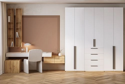 Шкаф распашной Хейсон-8 Белый Дуб Золотистый - фото 1