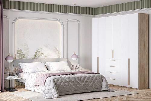 Шкаф распашной Хейсон-8 Белый Дуб Сонома - фото 1