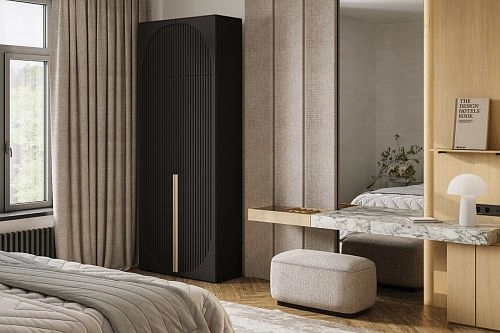 Шкаф распашной Брей-1 с антресолью Черный - фото 1